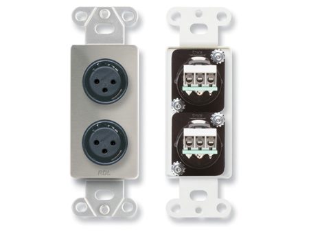 RDL DS-XLR2F Dual XLR 3 Pin Female Jack Wall Plate Supply