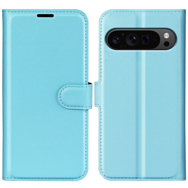 EIDERWOOD Google Pixel 9 Pro XL Litchi Læder Cover m. Pung - Blå Sale