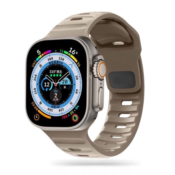 Apple Watch (42 44 SE 45 46 49mm) Tech-Protect Iconband Line Silikone Rem - Beige Fashion