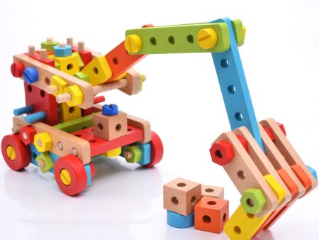 138Pcs Wooden Assembly Screw Blocks Toys Nut Multi-Styles Airplane Robot Brain Training Educational Building Kits For Kids Gift Online Hot Sale