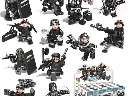 12 Types Small Particle DIY Puzzle Assembly SWAT Team Doll Building Block Toys for Children Playing Family Entertainment Kits Sale